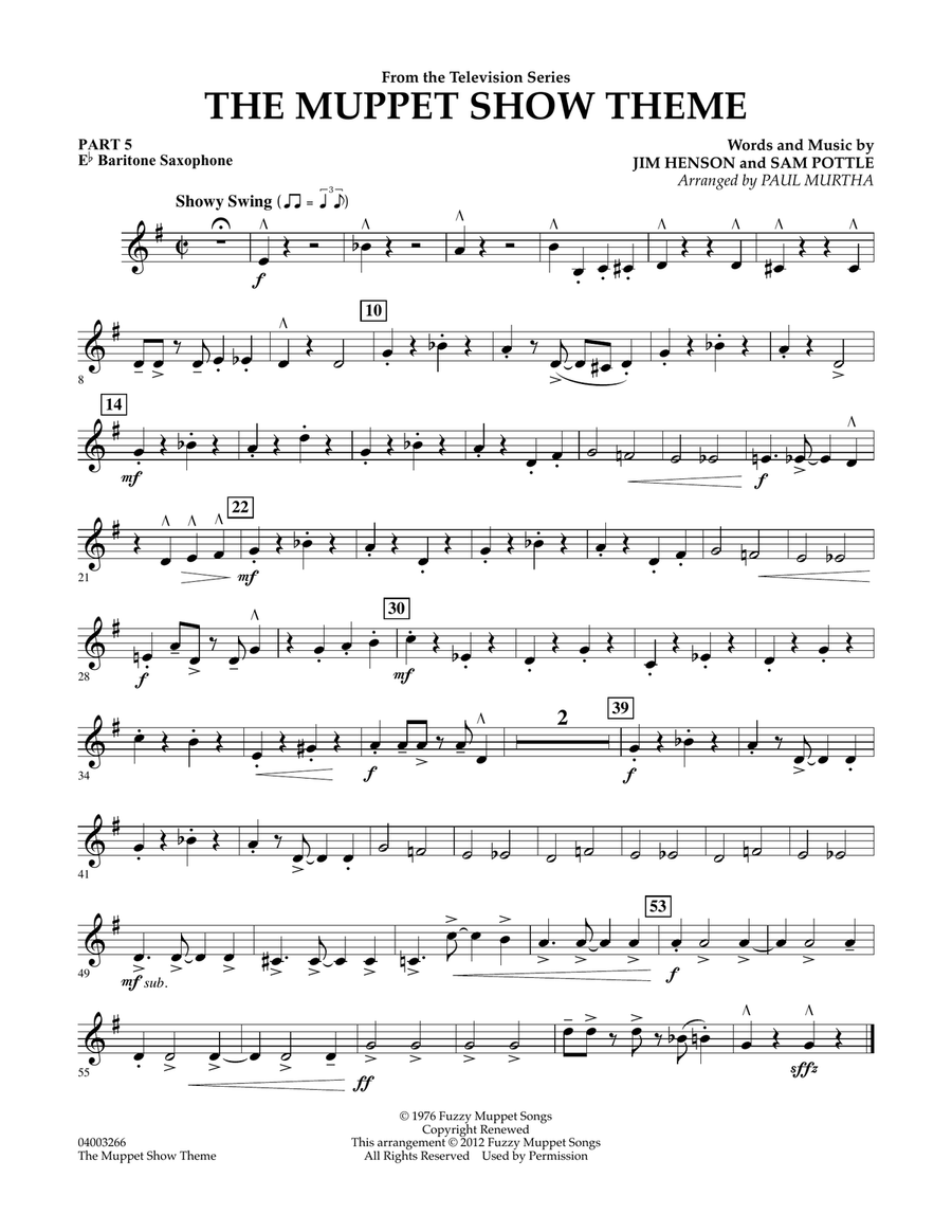 The Muppet Show Theme - Pt.5 - Eb Baritone Saxophone Concert Band scores gallery preview page 1