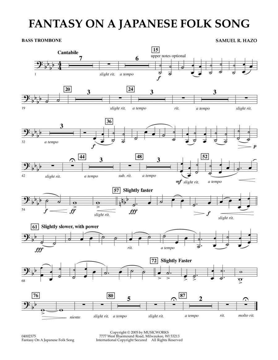 Fantasy On A Japanese Folk Song - Bass Trombone Bass Trombone scores gallery preview page 1