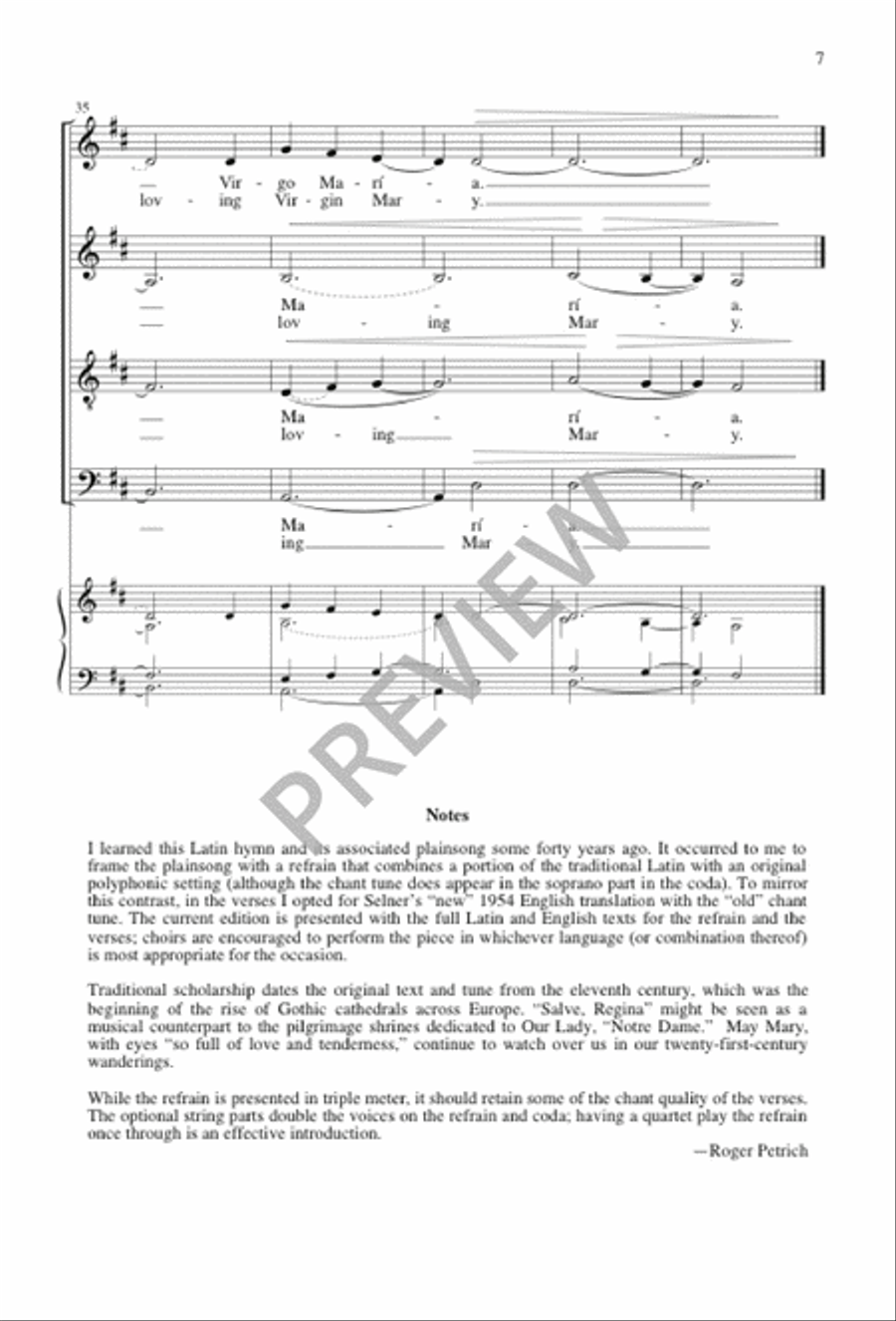 Salve Regina / Hail, Queen of Heaven 4-Part scores gallery preview page 7