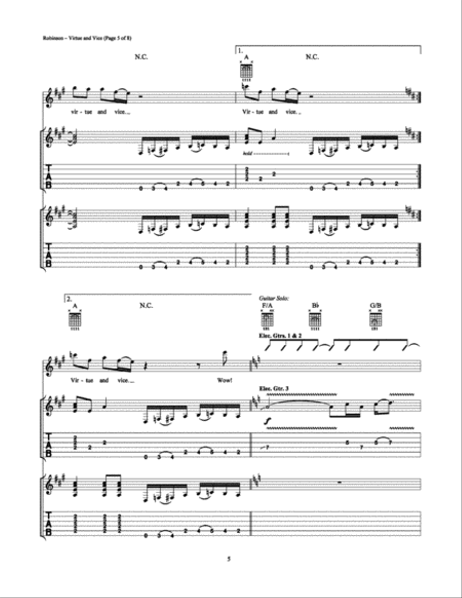 Virtue and Vice Electric Guitar scores gallery preview page 5
