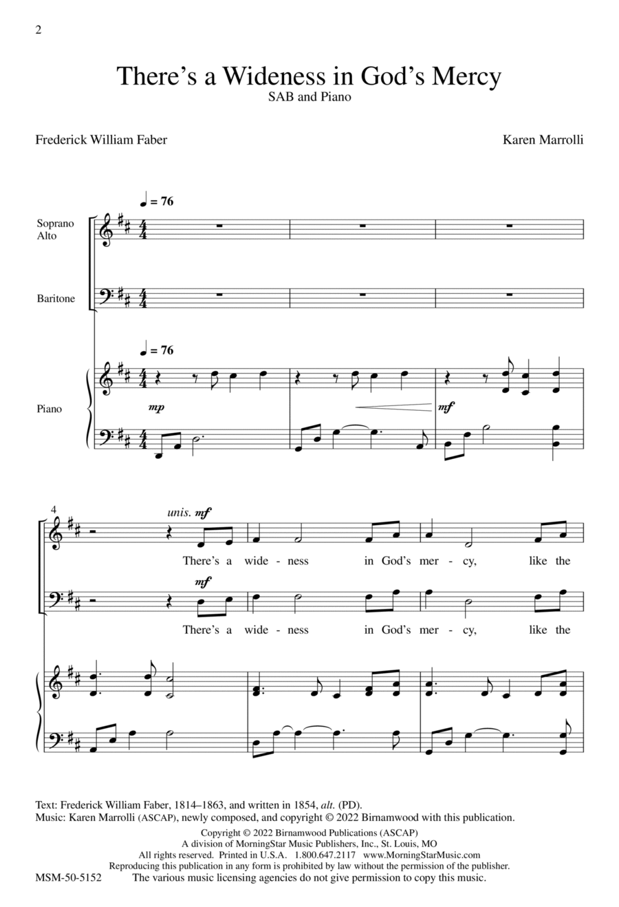 There's a Wideness in God's Mercy 3-Part scores gallery preview page 1