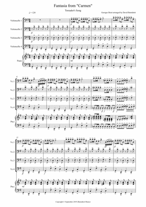 Toreador's Song (Fantasia from Carmen) for Cello Quartet