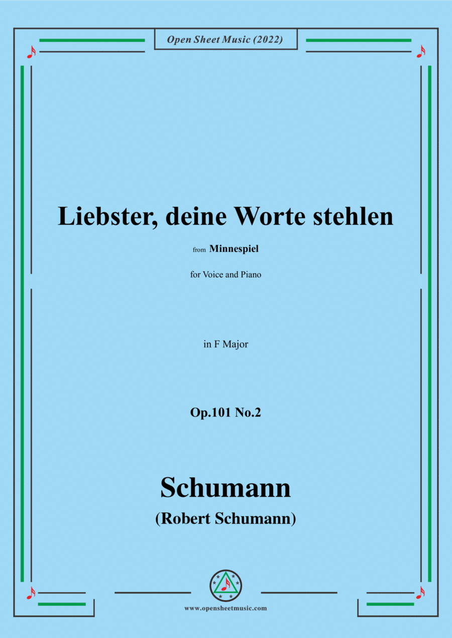 Schumann-Liebster,deine Worte stehlen,Op.101 No.2,in F Major Voice scores gallery preview page 1