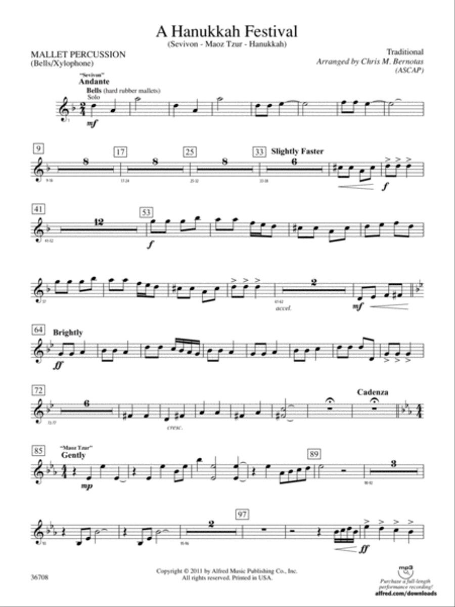 A Hanukkah Festival: Mallets Concert Band scores gallery preview page 1