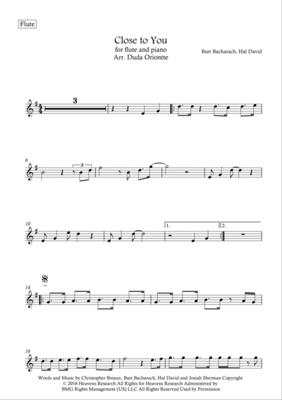 Close To You Flute Solo scores gallery preview page 5