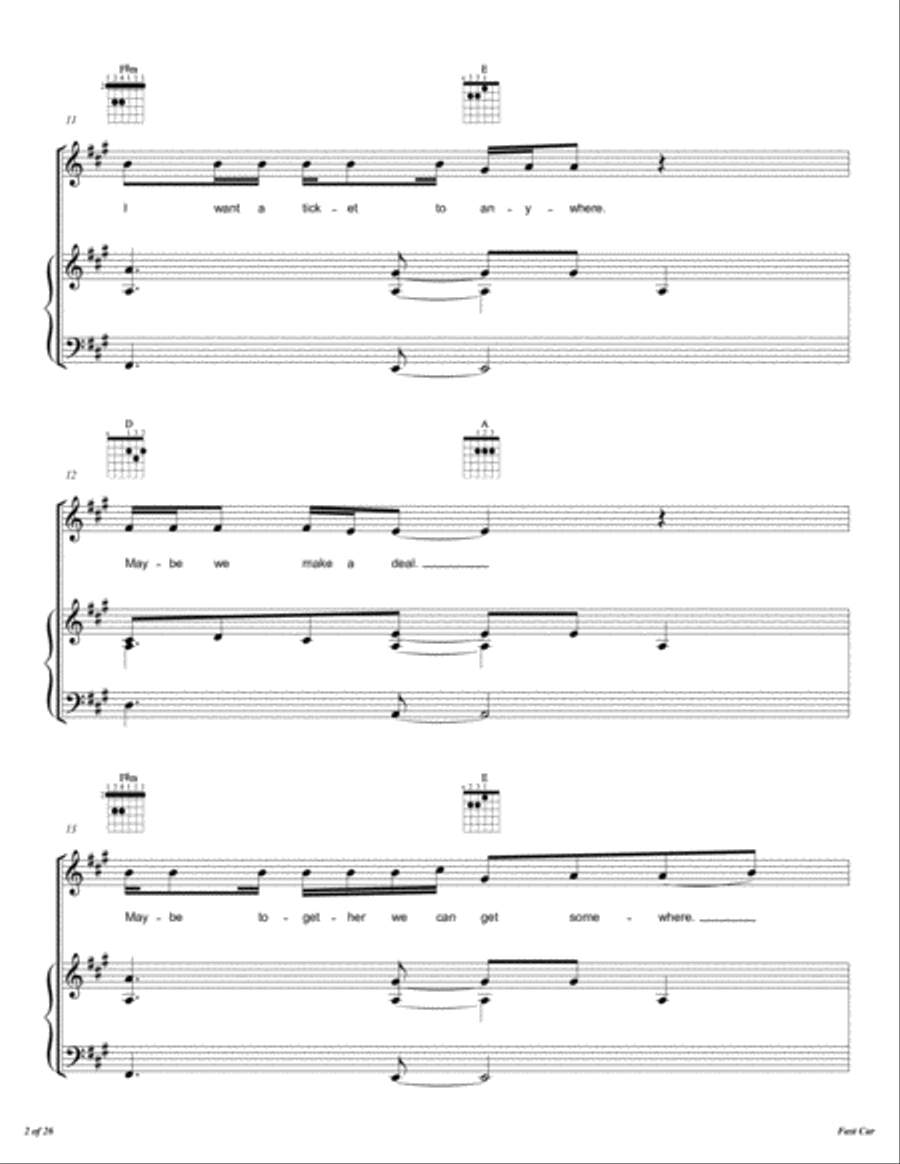 Fast Car Voice scores gallery preview page 3