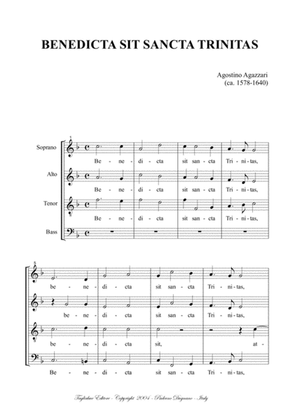 BENEDICTA SIT SANCTA TRINITAS - A. Agazzari - For SATB Choir image number null