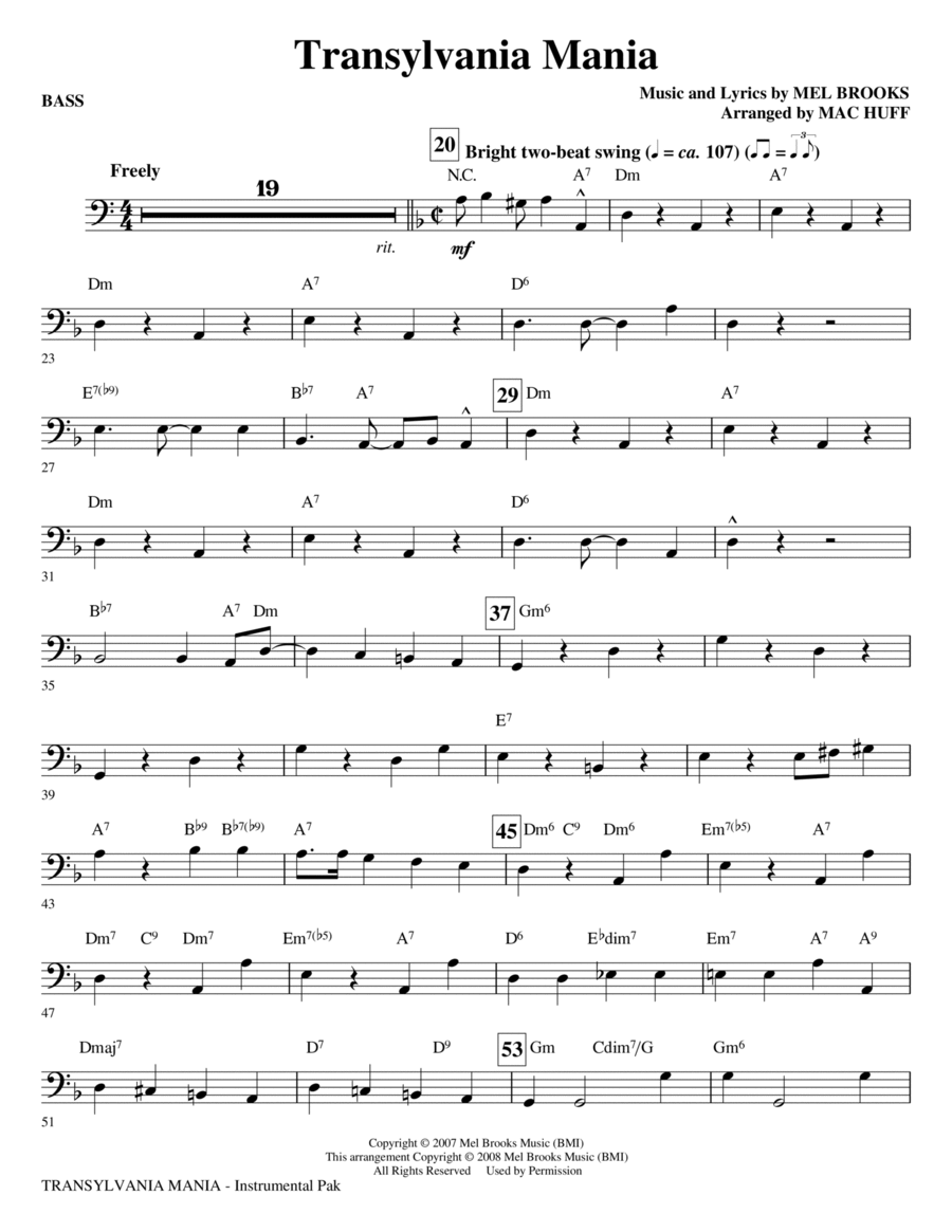Transylvania Mania (from Young Frankenstein) - Bass Choir scores gallery preview page 1