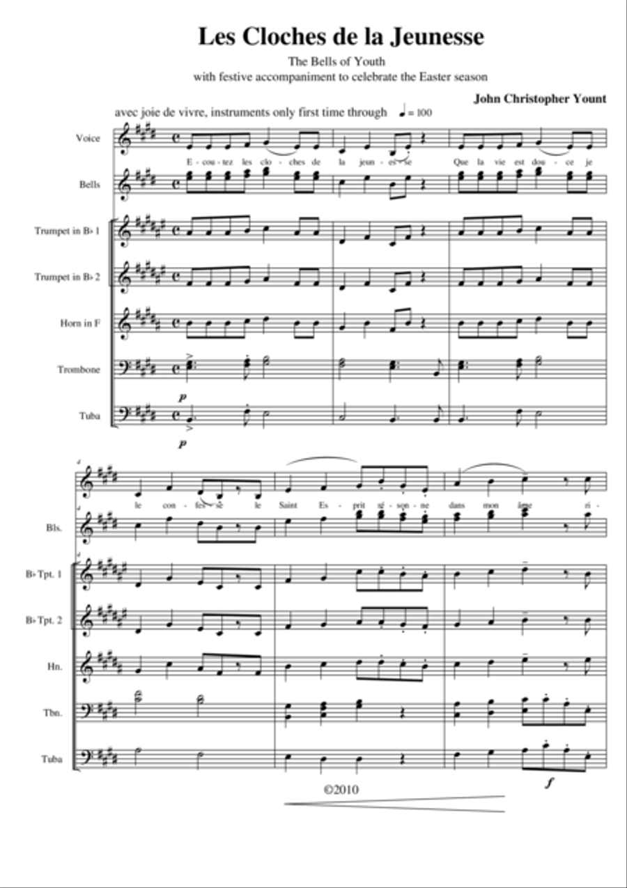 Les Cloches de la Jeunesse (bells, brass) Choir scores gallery preview page 1