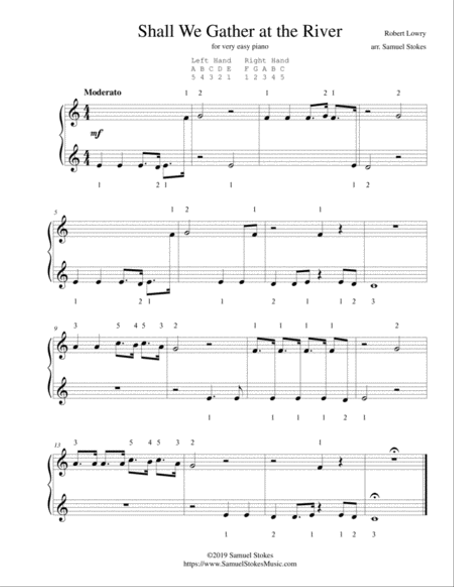 Shall We Gather at the River - for very easy piano Easy Piano scores gallery preview page 1