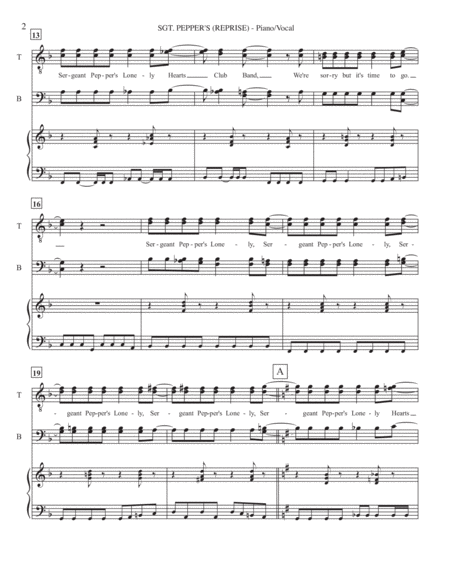 Sgt. Pepper's Lonely Hearts Club Band (reprise) by The Beatles Choir - Digital Sheet Music