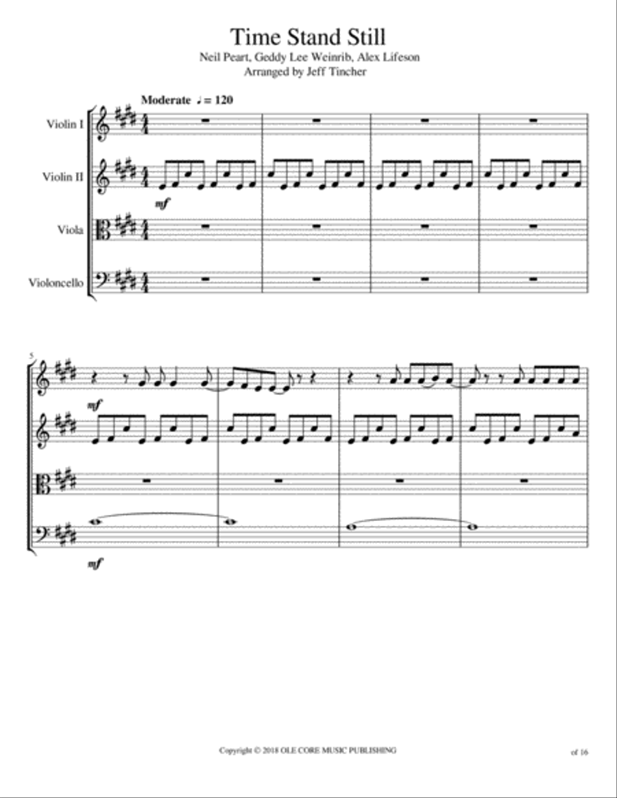 Time Stand Still String Quartet scores gallery preview page 2