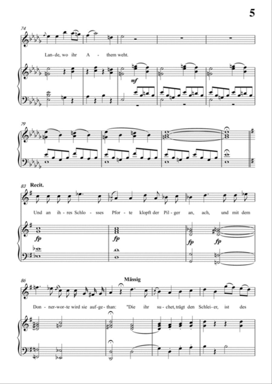 Schubert-Ritter Toggenburg in G for Vocal and Piano Voice scores gallery preview page 6