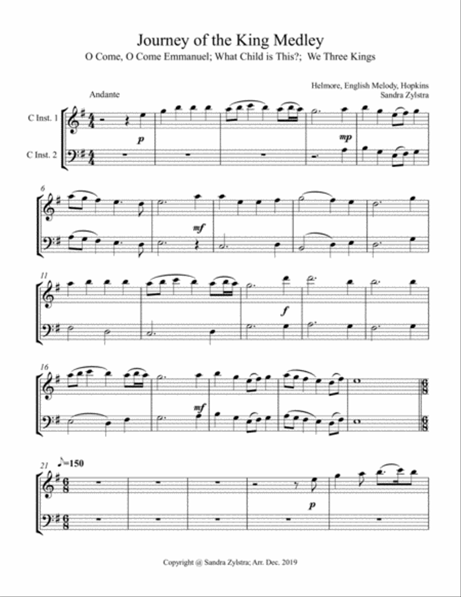 Journey Of The King (treble & bass C instrument duet, parts only)