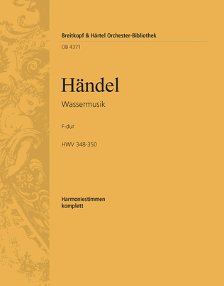Book cover for Water Music in F major HWV 348-350