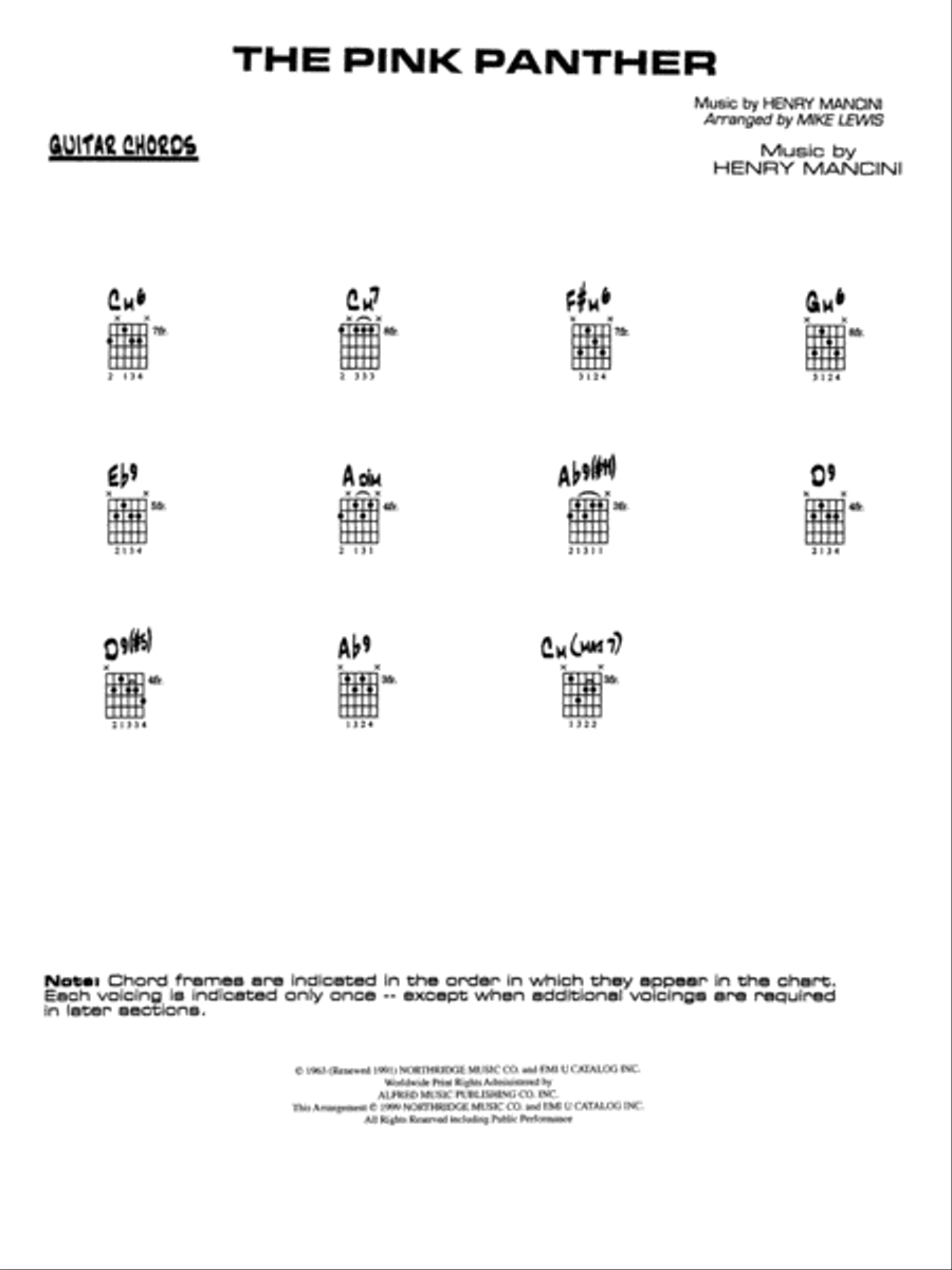 Pink panther sales ukulele tabs
