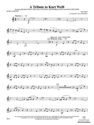 A Tribute to Kurt Weill: 3rd B-flat Clarinet
