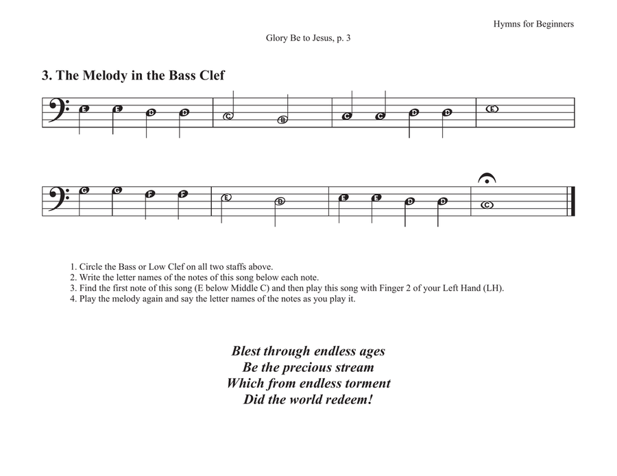 Glory Be to Jesus (Hymns for Beginners) Piano Method scores gallery preview page 4