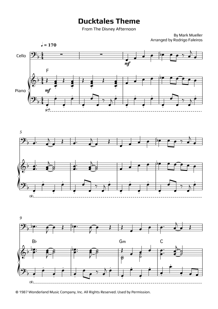 Ducktales Theme Piano scores gallery preview page 1