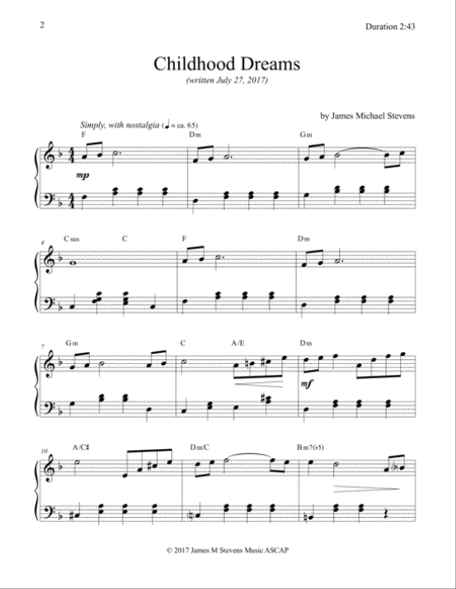 Childhood Dreams (original piano composition) Piano Solo scores gallery preview page 2