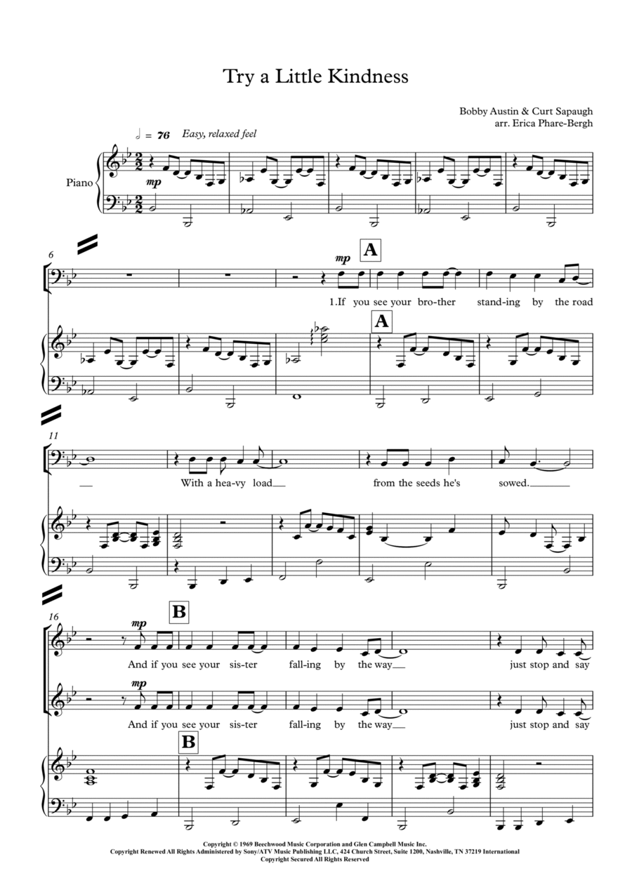 Try A Little Kindness 3-Part scores gallery preview page 1