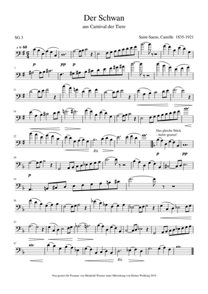 5 Solo Pieces for Trombone Posaune from Sachse, Sain-Sain, Sammartini, Sokolow, Spohr Trombone Solo