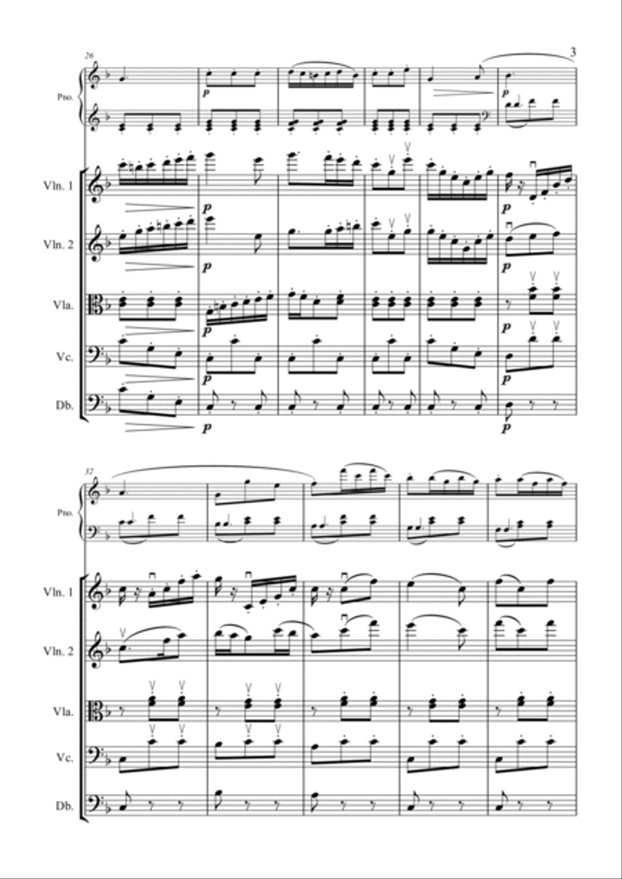 Mozart - Arietta - Pinao & String Quartet/String Orch Piano Quintet scores gallery preview page 3