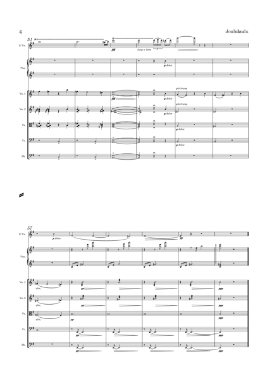 Kuula Joululaulu Op. 22 No. 1 for Violin and String Orchestra String Orchestra scores gallery preview page 5