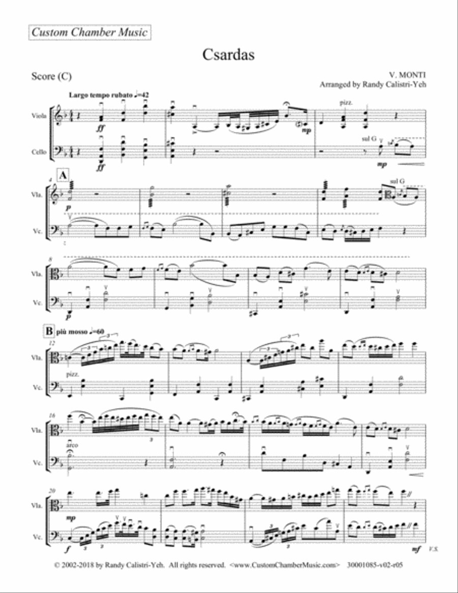 Monti Csardas (Czardas): duet for 2 violas/cellos, or viola and cello String Duet scores gallery preview page 2