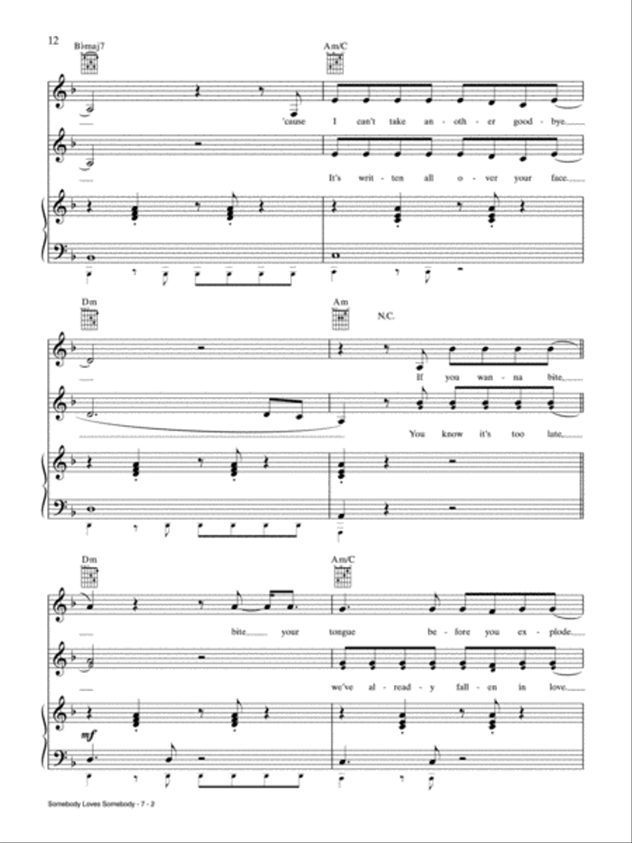Somebody Loves Somebody Piano, Vocal, Guitar scores gallery preview page 2