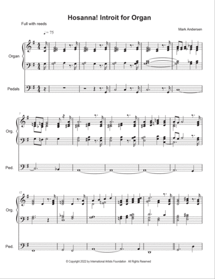 Hosanna! Introit for organ by Mark Andersen Organ Solo scores gallery preview page 2