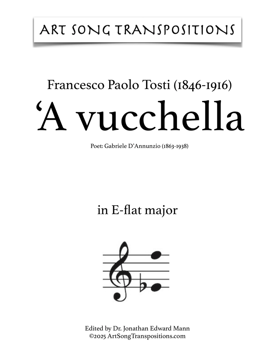 TOSTI: 'A vucchella (transposed to E-flat major) Piano, Vocal scores gallery preview page 1