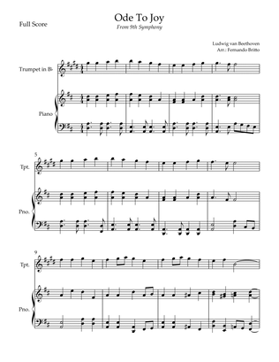 Ode To Joy Theme (from Beethoven's 9th Symphony) for Trumpet in Bb Solo and Piano Accompaniment