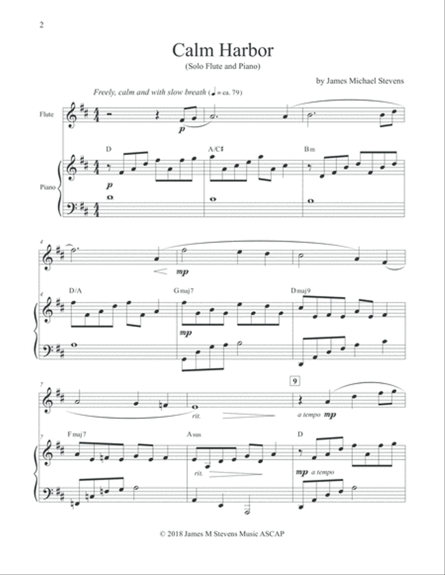 Calm Harbor - Flute & Piano Flute Solo scores gallery preview page 2