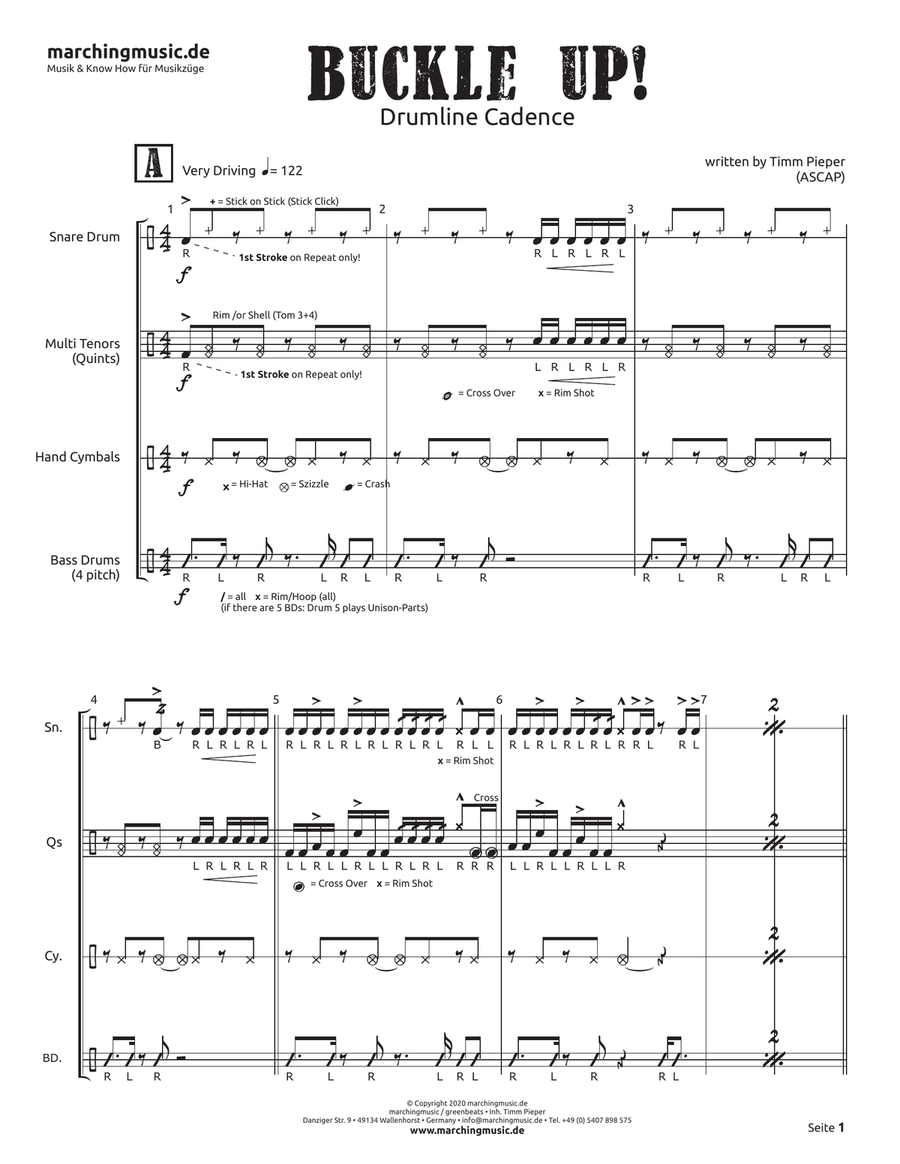 BUCKLE UP! Street Cadence Marching Band scores gallery preview page 2