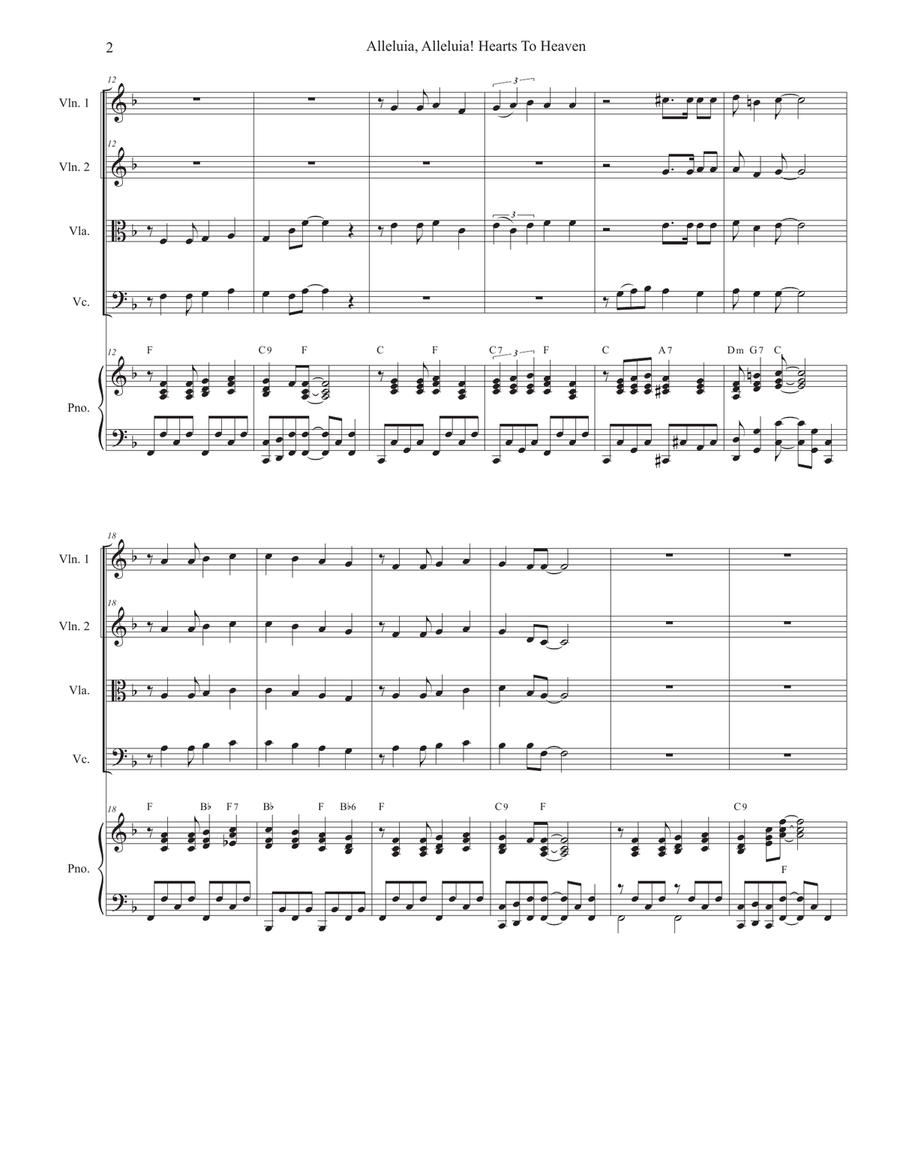Alleluia, Alleluia! Hearts To Heaven (String Quartet and Piano) String Quartet scores gallery preview page 2