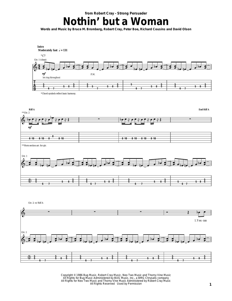 Nothin' But A Woman Acoustic Guitar scores gallery preview page 1