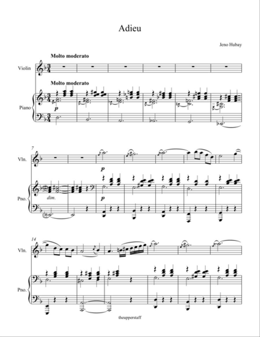 Adieu Adieu Violin Solo scores gallery preview page 1