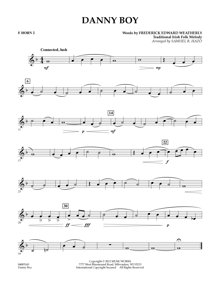 Danny Boy - F Horn 2 Concert Band scores gallery preview page 1