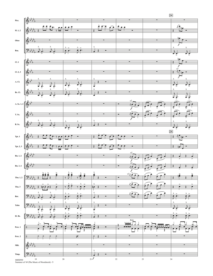 Summer Of '69 (The Music Of Woodstock) - Full Score Concert Band scores gallery preview page 5