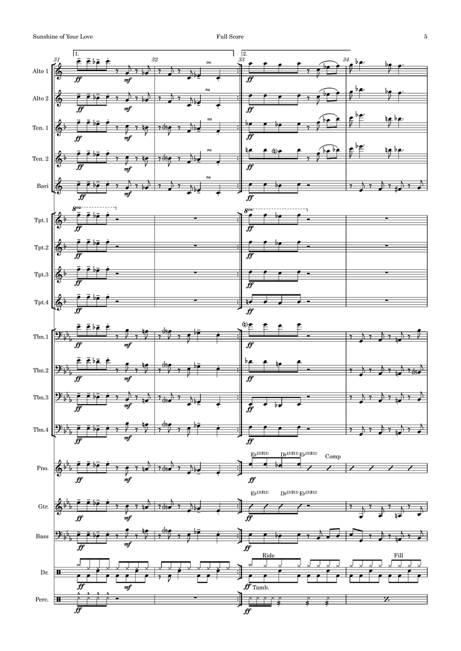 Sunshine Of Your Love Jazz Ensemble scores gallery preview page 5
