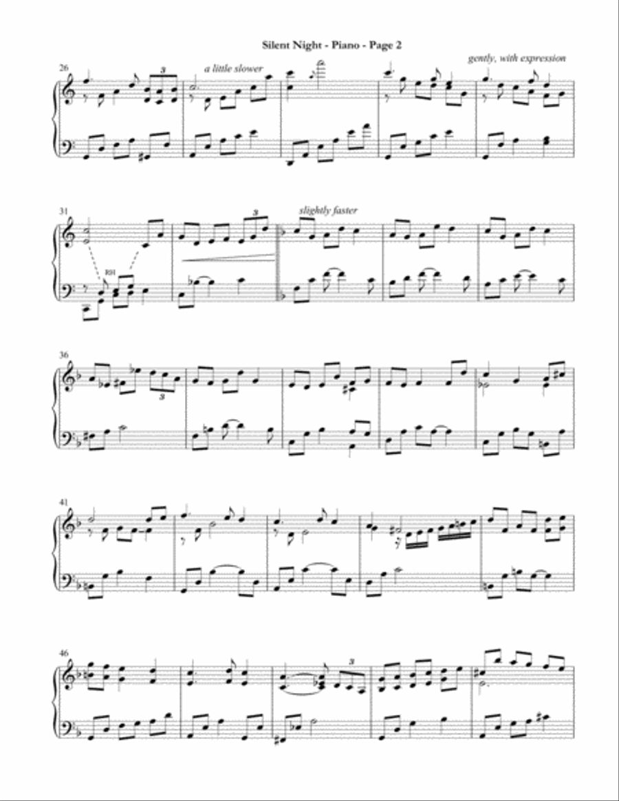 Silent Night, Piano Solo by Kathleen Holyoak Piano Solo scores gallery preview page 3