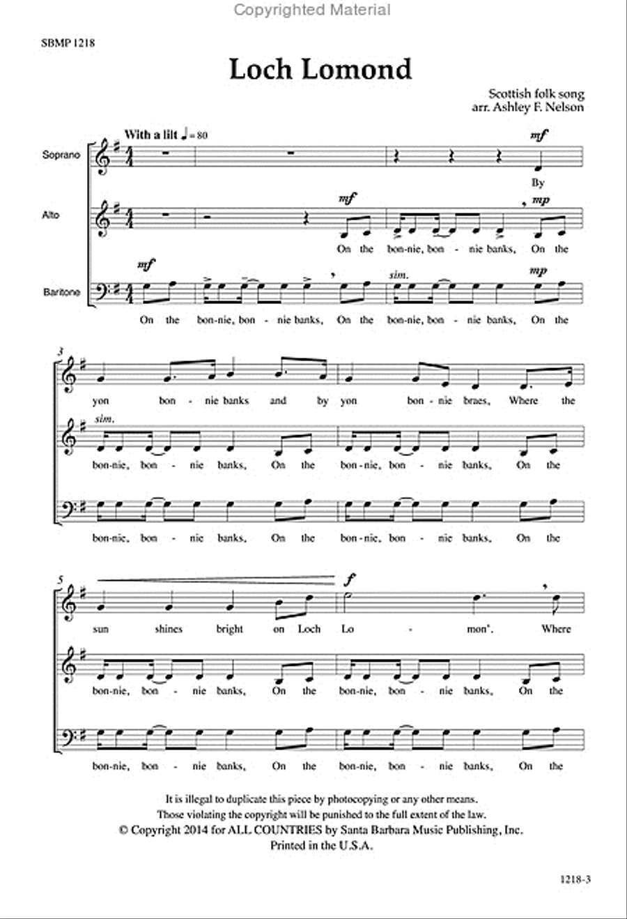 Loch Lomond - SAB Octavo SSA scores gallery preview page 2