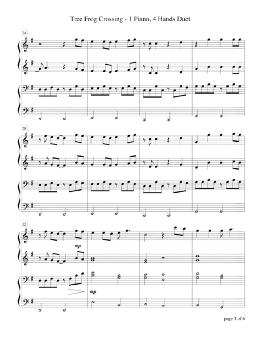 Tree Frog Crossing (1 Piano, 4 Hands Duet) Piano Method scores gallery preview page 4