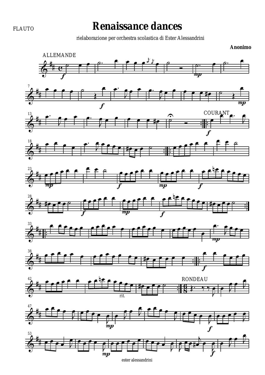 Renaissance dances (only Flute) Flute Solo scores gallery preview page 1