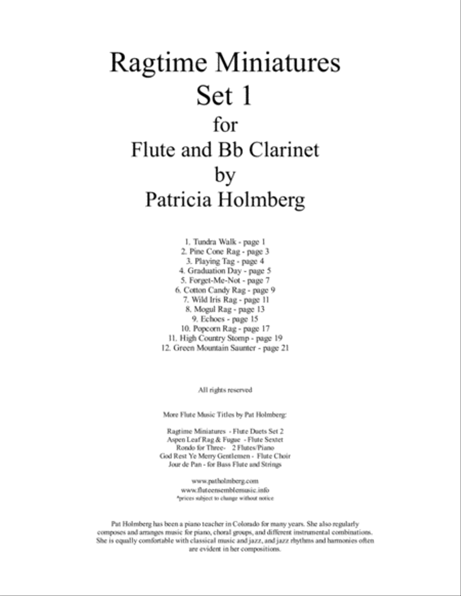 Ragtime Miniatures Duets Set 1 for Flute and Clarinet Woodwind Duet scores gallery preview page 3