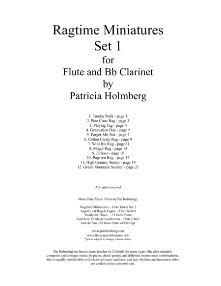 Ragtime Miniatures Duets Set 1 for Flute and Clarinet