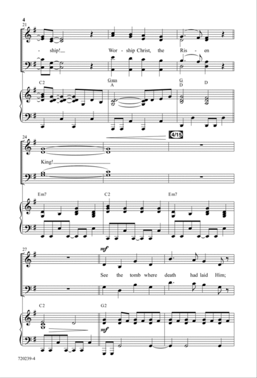 Worship Christ the Risen King - Anthem 4-Part scores gallery preview page 4