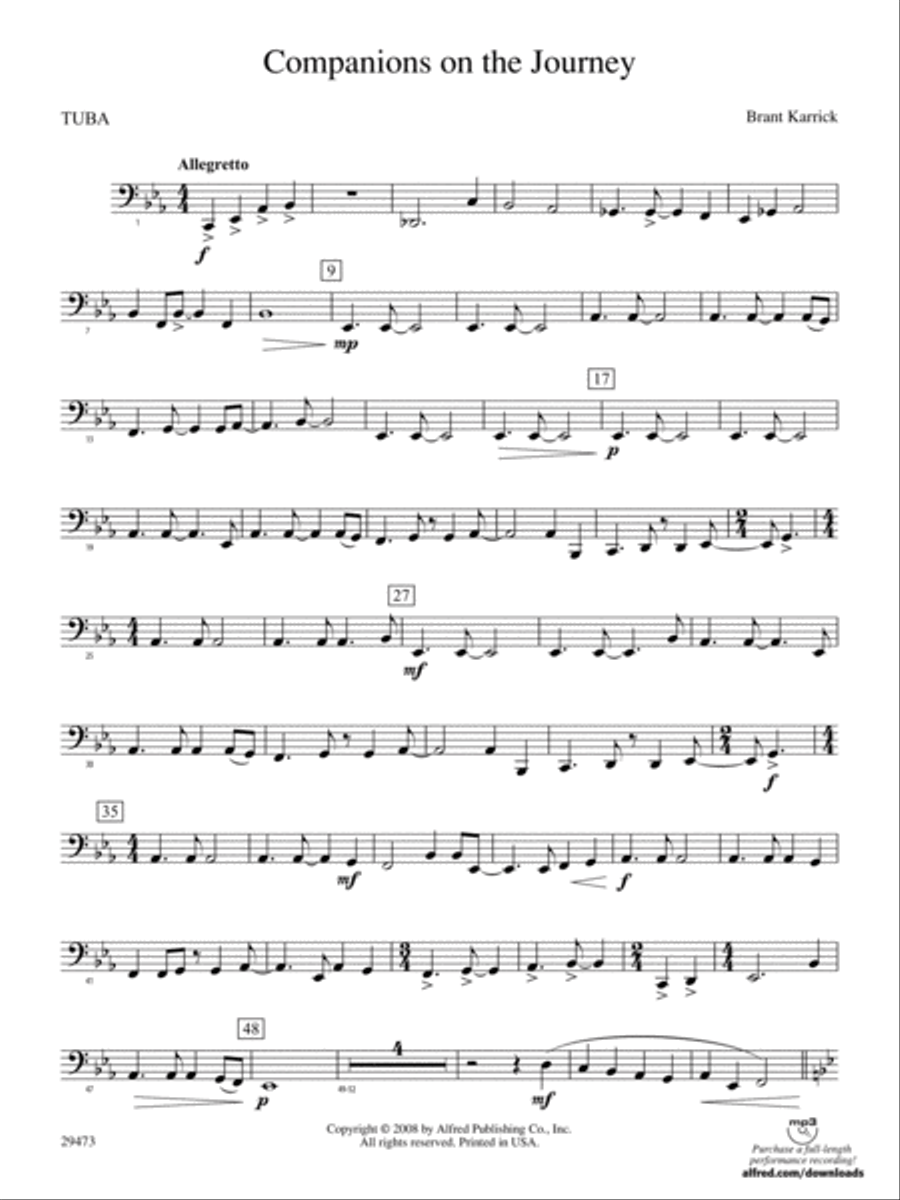 Companions on the Journey: Tuba Concert Band scores gallery preview page 1