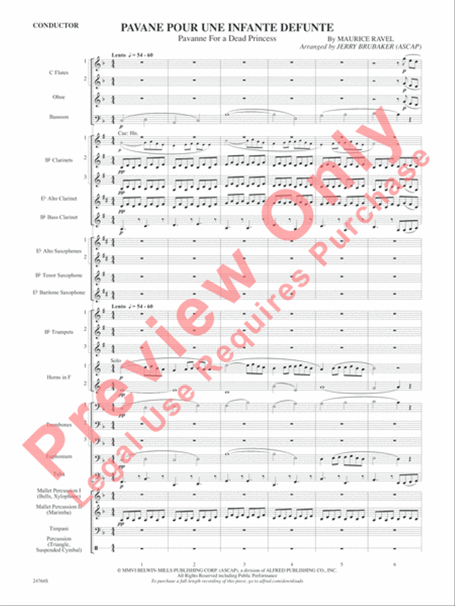 Pavane Pour Une Infante Defunte (Pavanne for a Dead Princess) Concert Band scores gallery preview page 3
